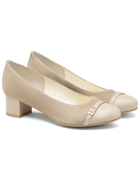 Czółenka C859 beż szerokie